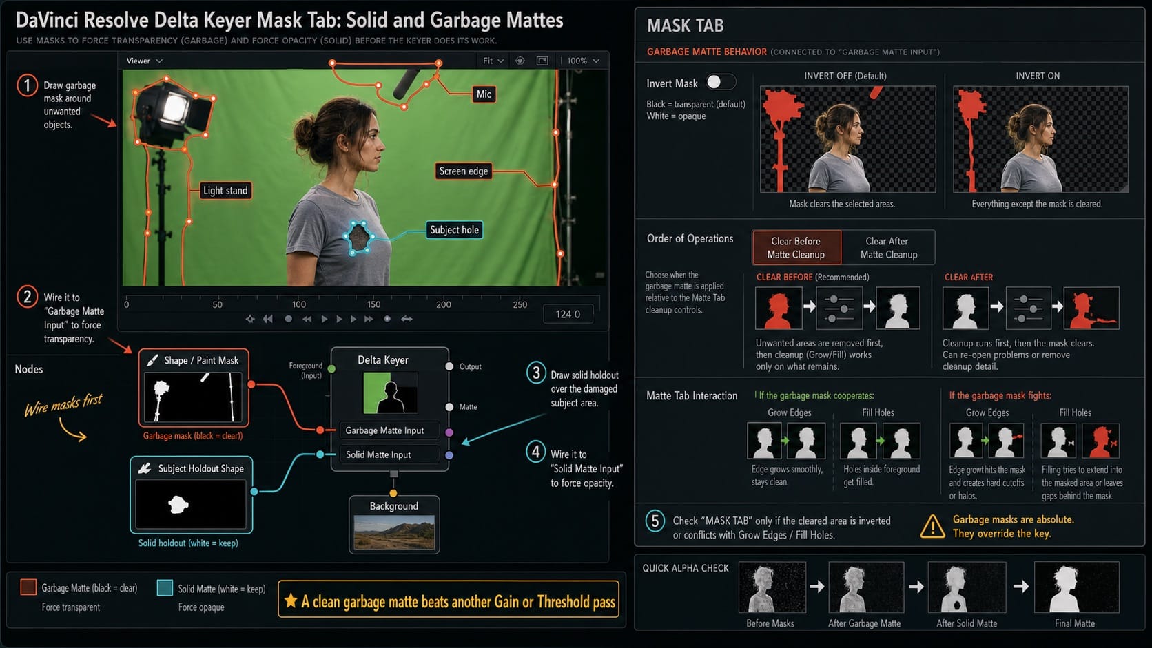 DaVinci Resolve Delta Keyer Mask Tab Solid and Garbage Mattes