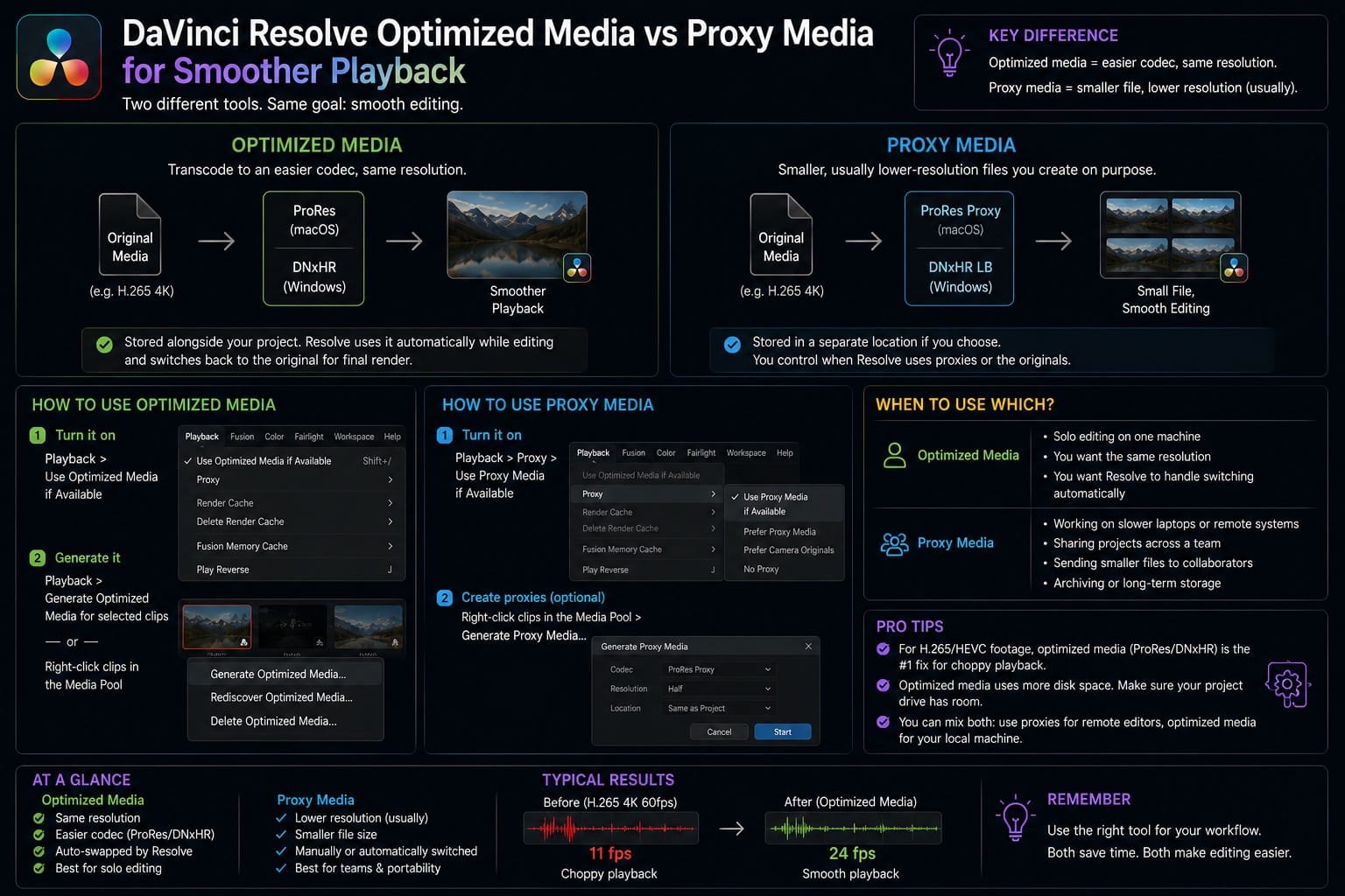 DaVinci Resolve Optimized Media vs Proxy Media for Smoother Playback