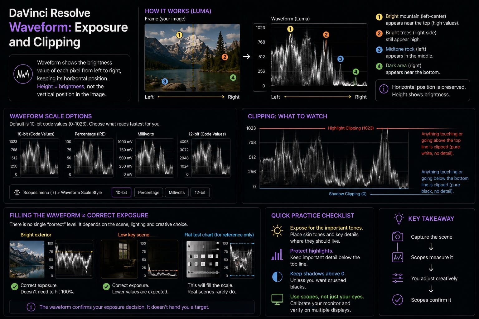 DaVinci Resolve Waveform Exposure and Clipping