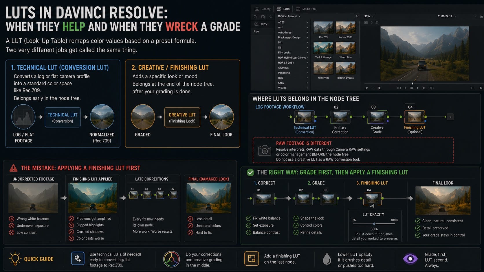 LUTs in DaVinci Resolve When They Help and When They Wreck a Grade 1
