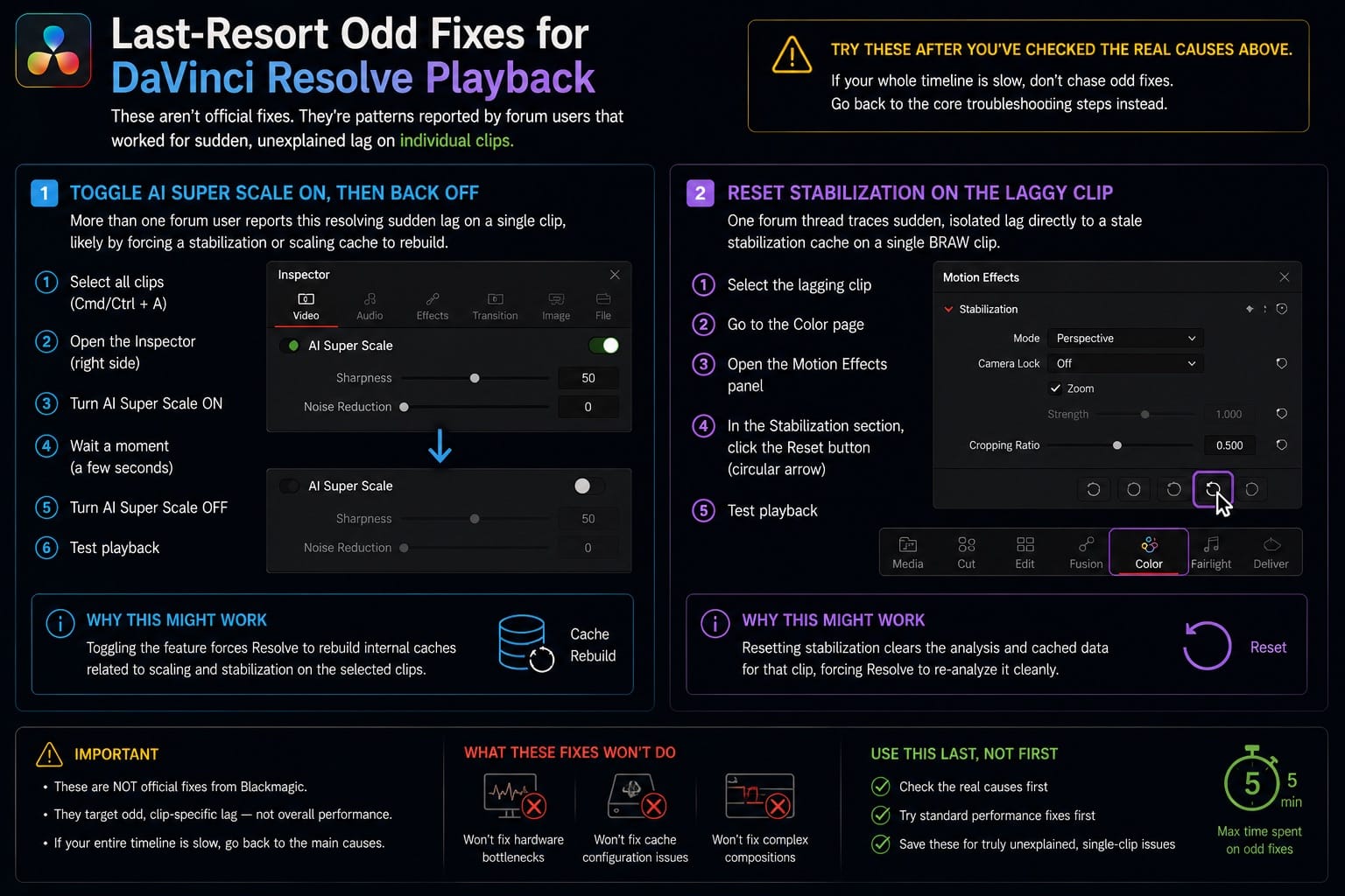Last Resort Odd Fixes for DaVinci Resolve Playback