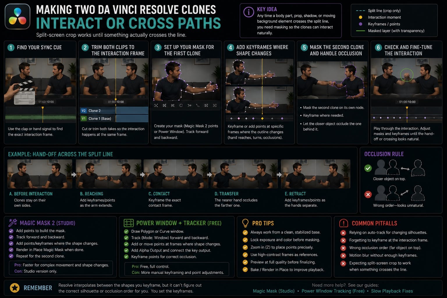 Making Two DaVinci Resolve Clones Interact or Cross Paths
