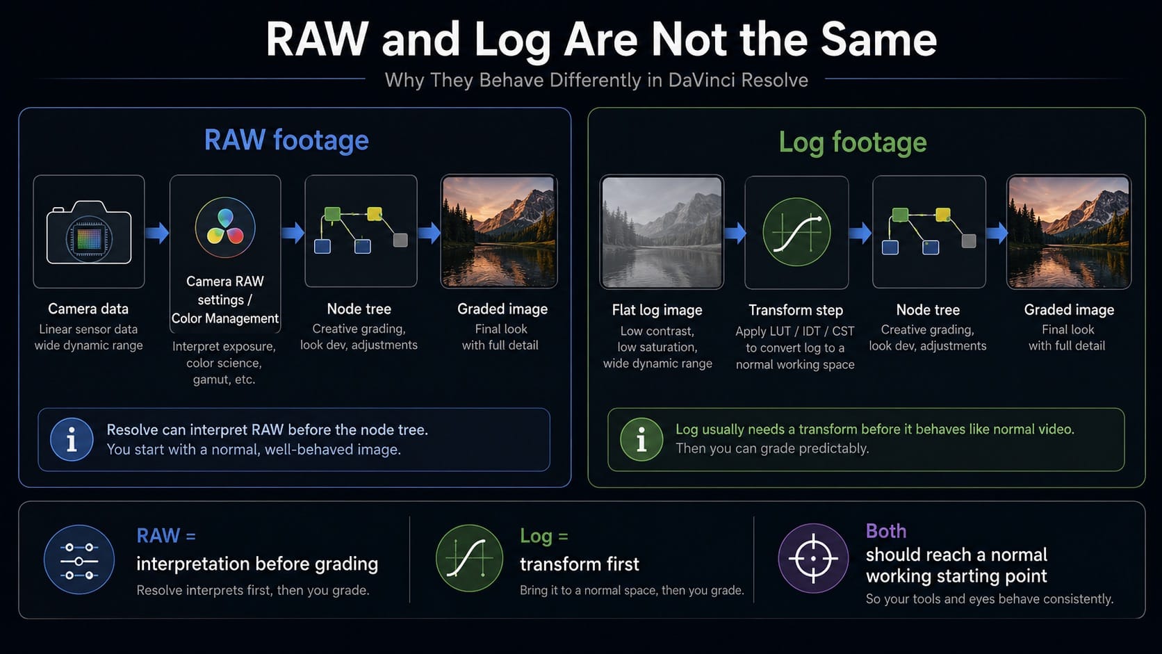 RAW and log footage are not the same thing in DaVinci Resolve