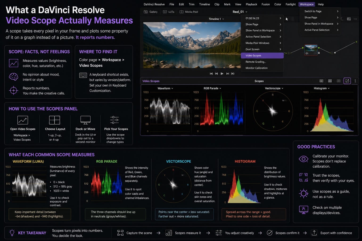 What a DaVinci Resolve Video Scope Actually Measures