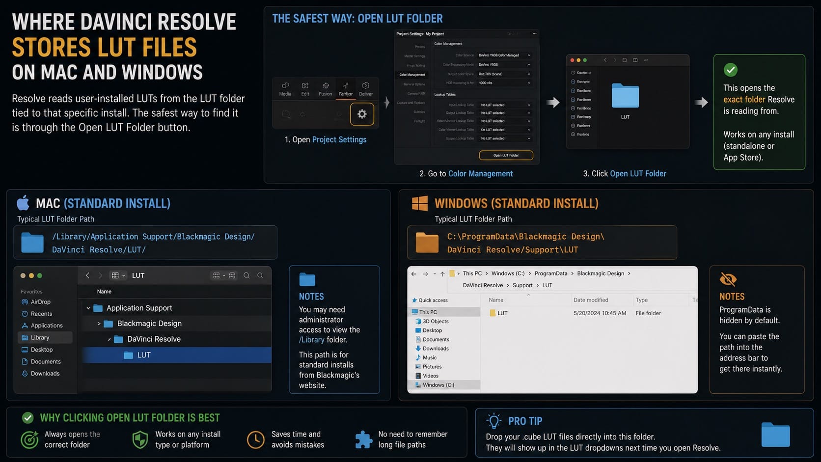 Where DaVinci Resolve Stores LUT Files on Mac and Windows