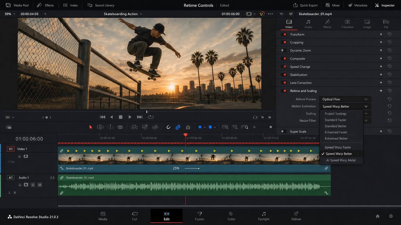 davinci resolve 21 retime process motion estimation editorial
