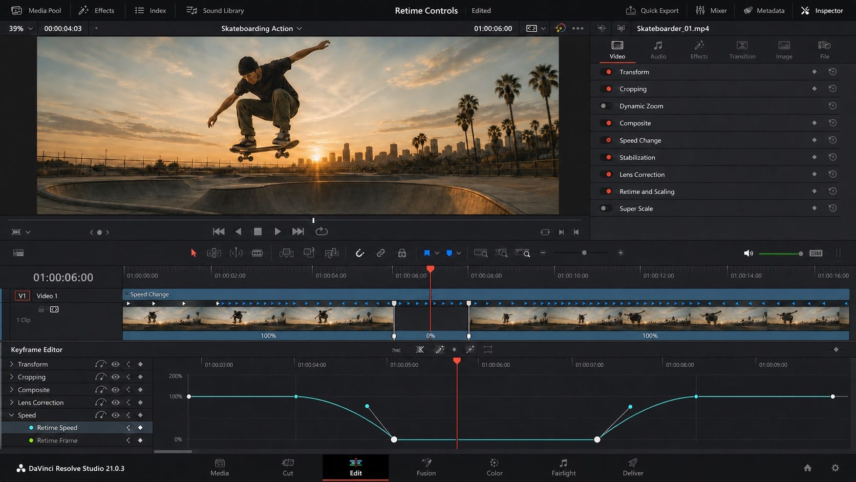 davinci resolve 21 retime speed curve bezier editorial