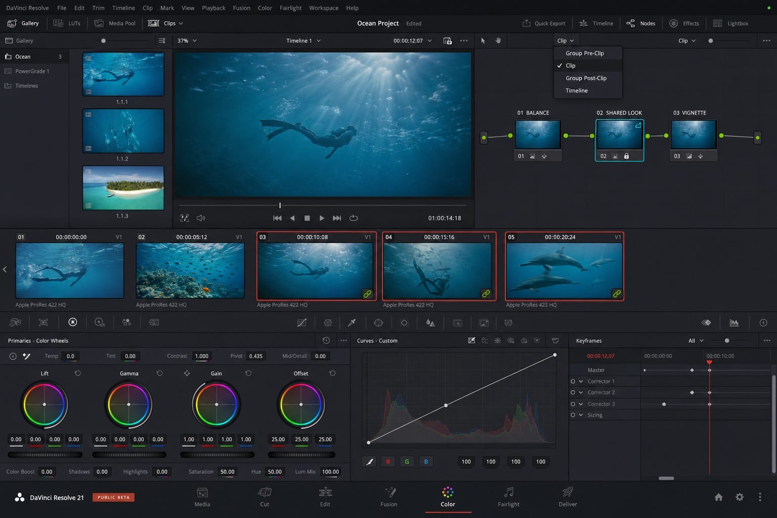 davinci resolve copy grade methods linked editorial