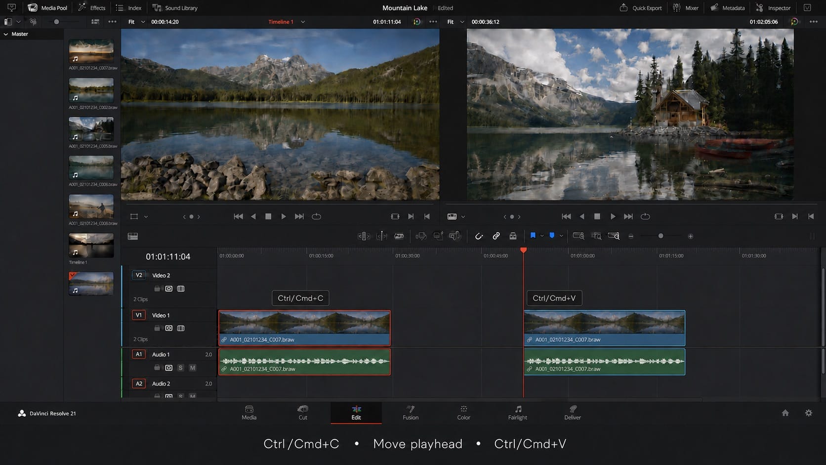 davinci resolve copy paste duplicate