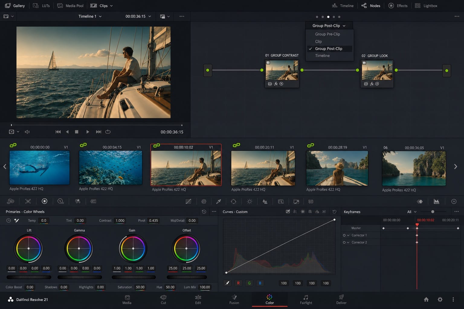 davinci resolve groups many clips grade editorial