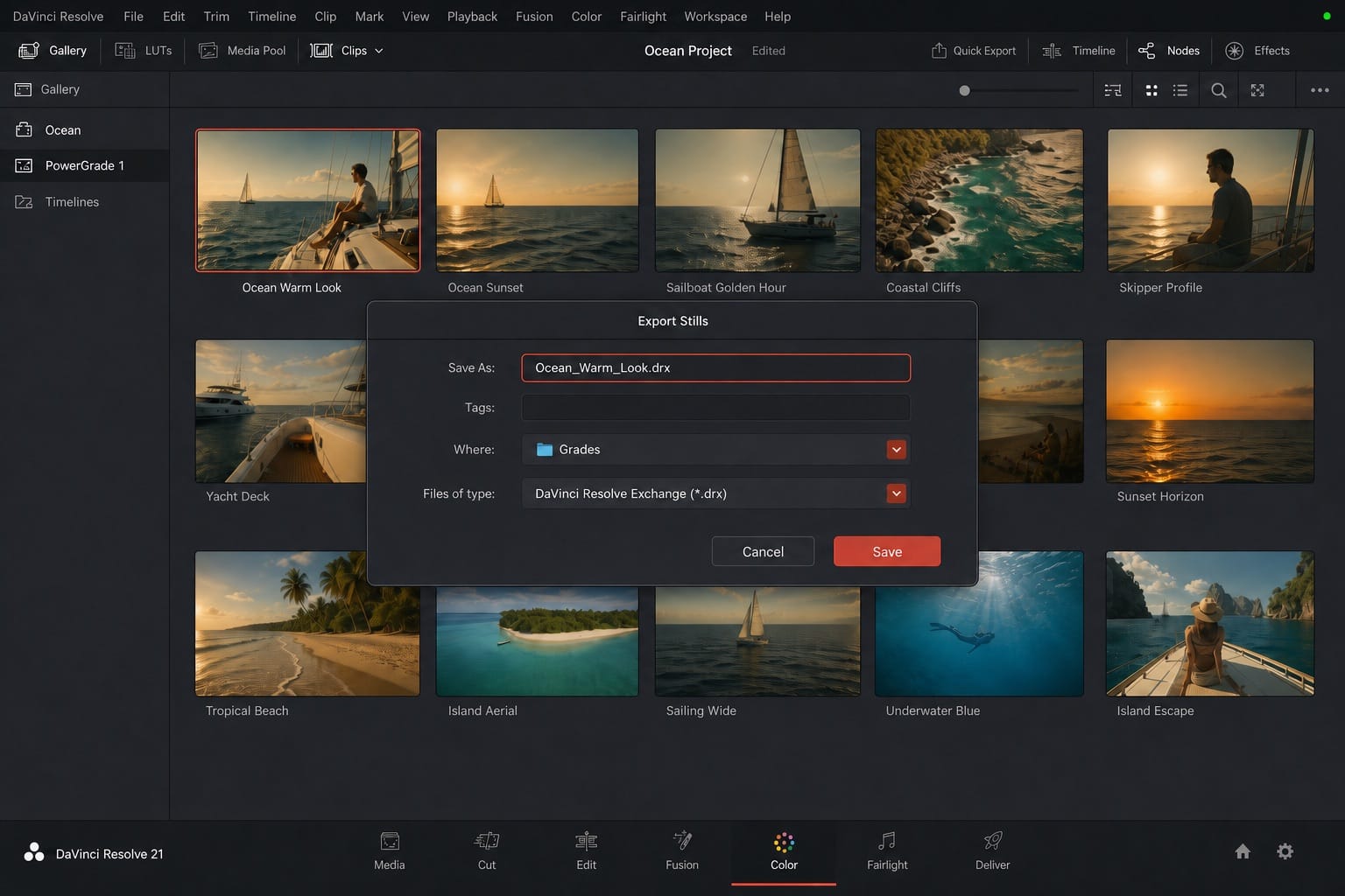 davinci resolve powergrade export drx editorial