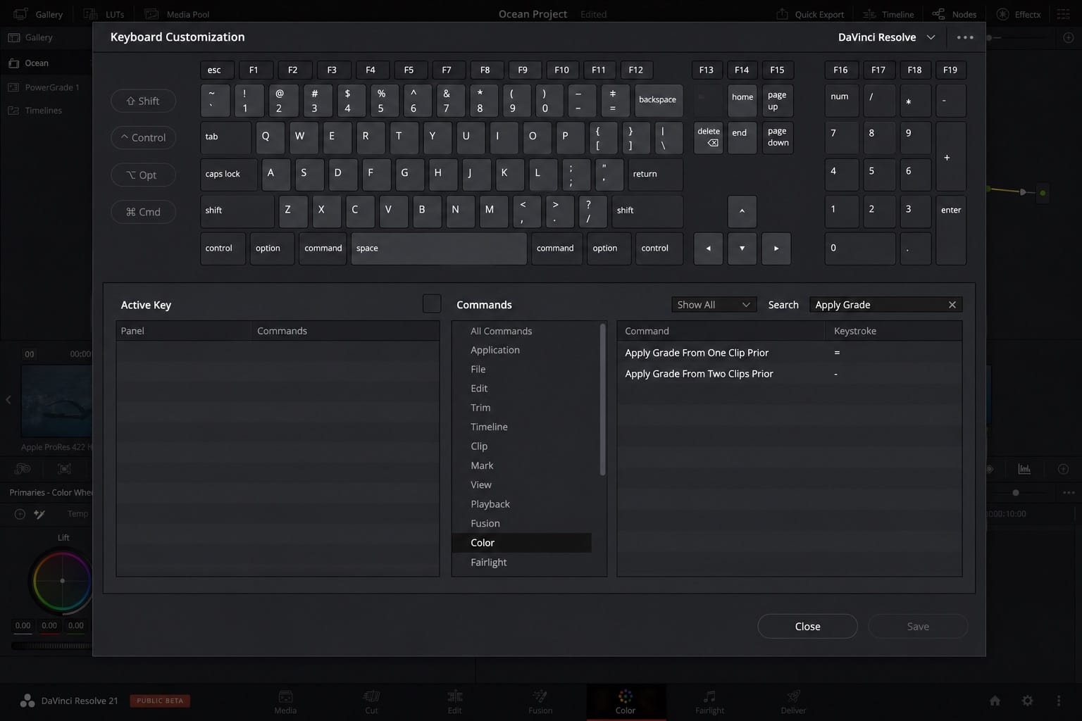davinci resolve previous clip grade shortcuts editorial