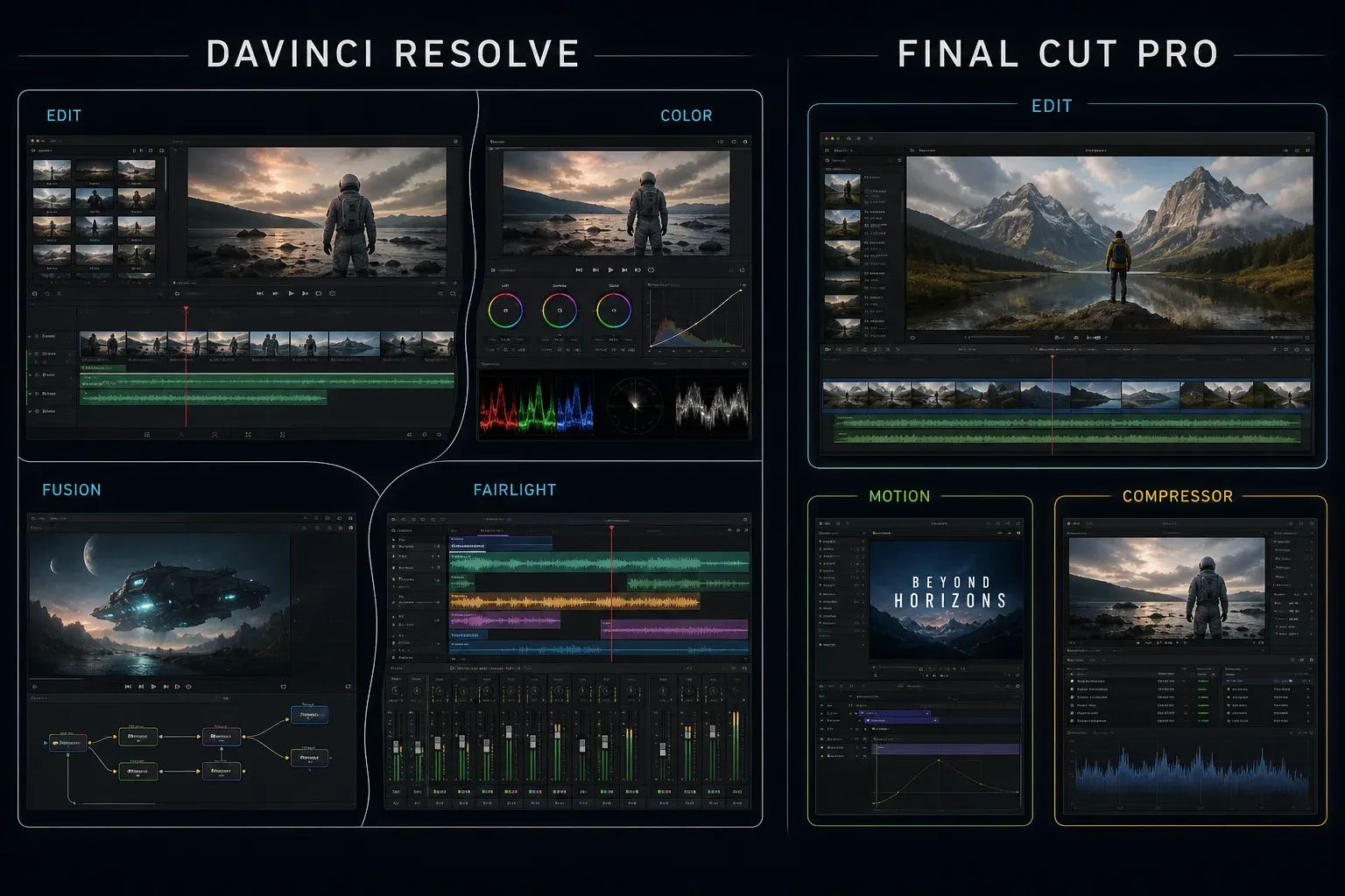 Resolve integrated post-production pages compared with Final Cut companion apps
