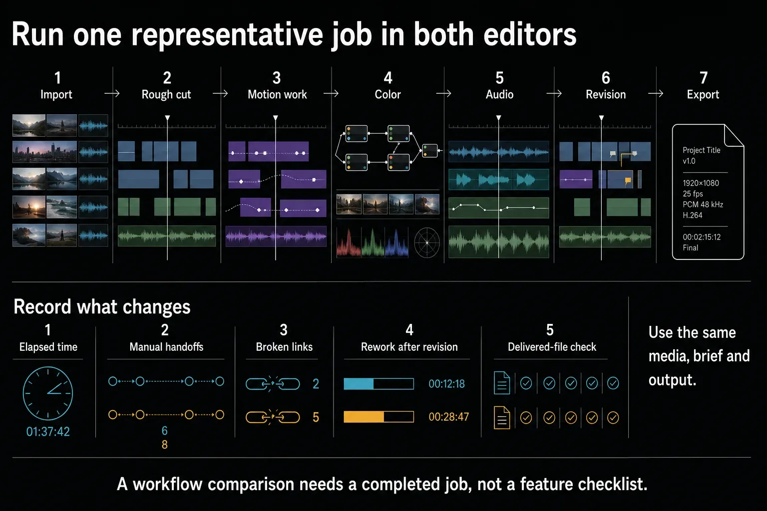 Representative video job test for comparing DaVinci Resolve with Premiere Pro