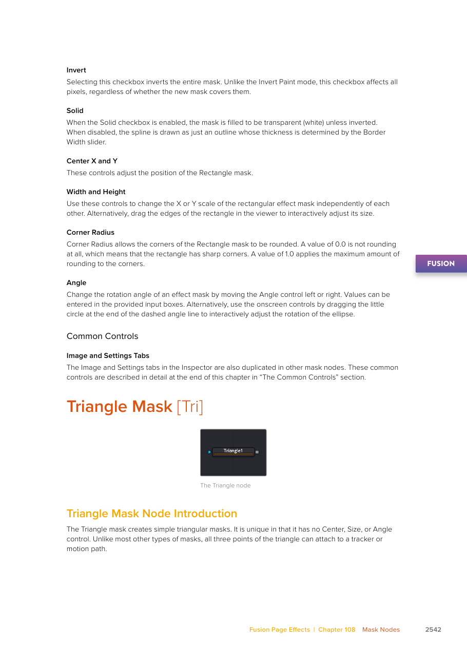 Resolve 21 Rectangle mask controls for Width, Height, and Corner Radius