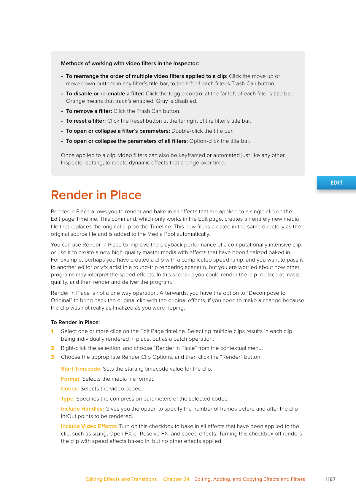 Resolve 21 Render in Place workflow for replacing a demanding clip with rendered media