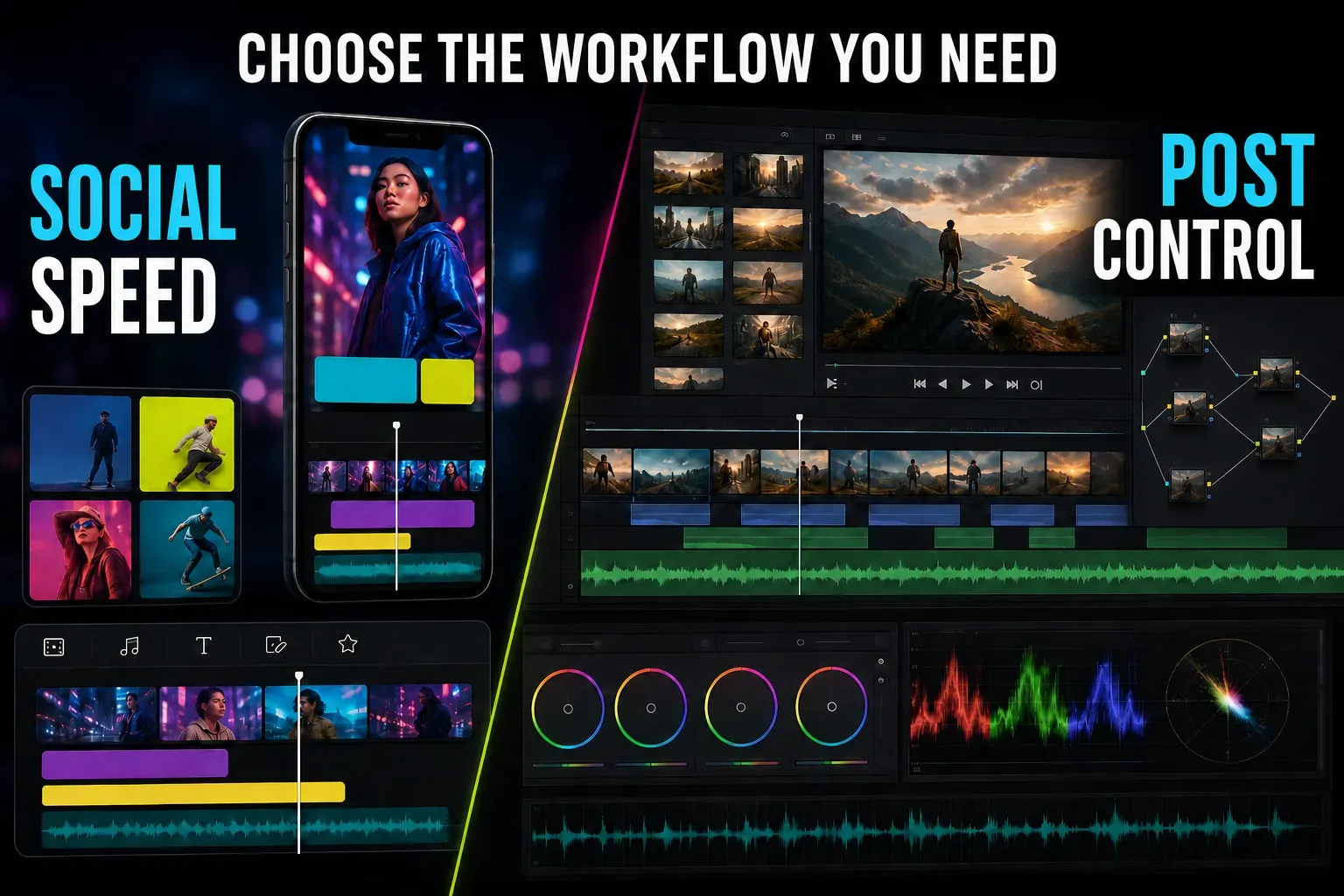 Social publishing speed compared with controlled desktop post-production