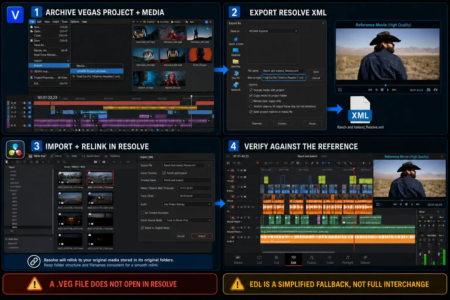 VEGAS Pro 2026 XML export, project archive and DaVinci Resolve 21 conform workflow