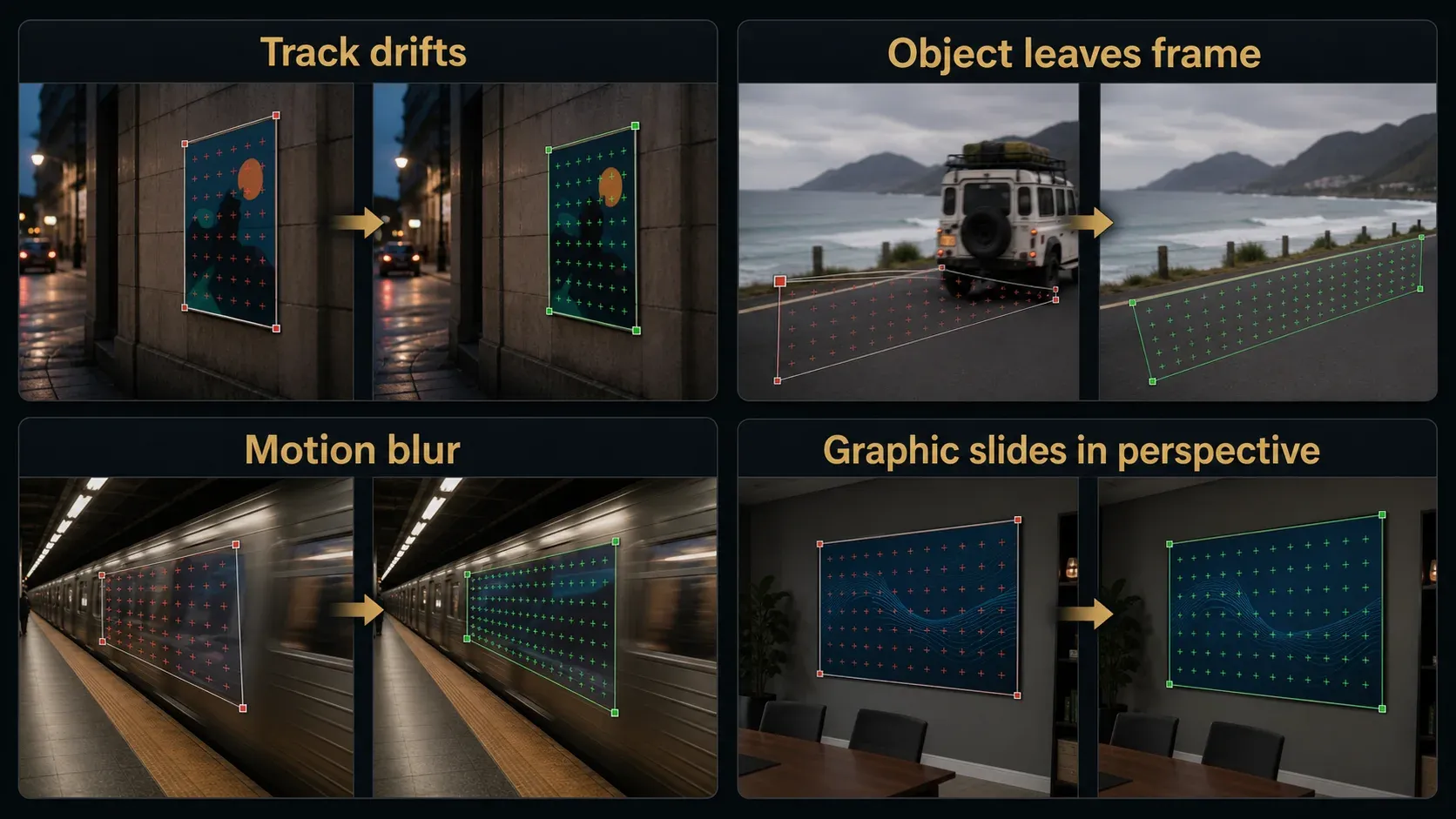 Fusion tracking failures caused by drift, occlusion, motion blur and wrong perspective