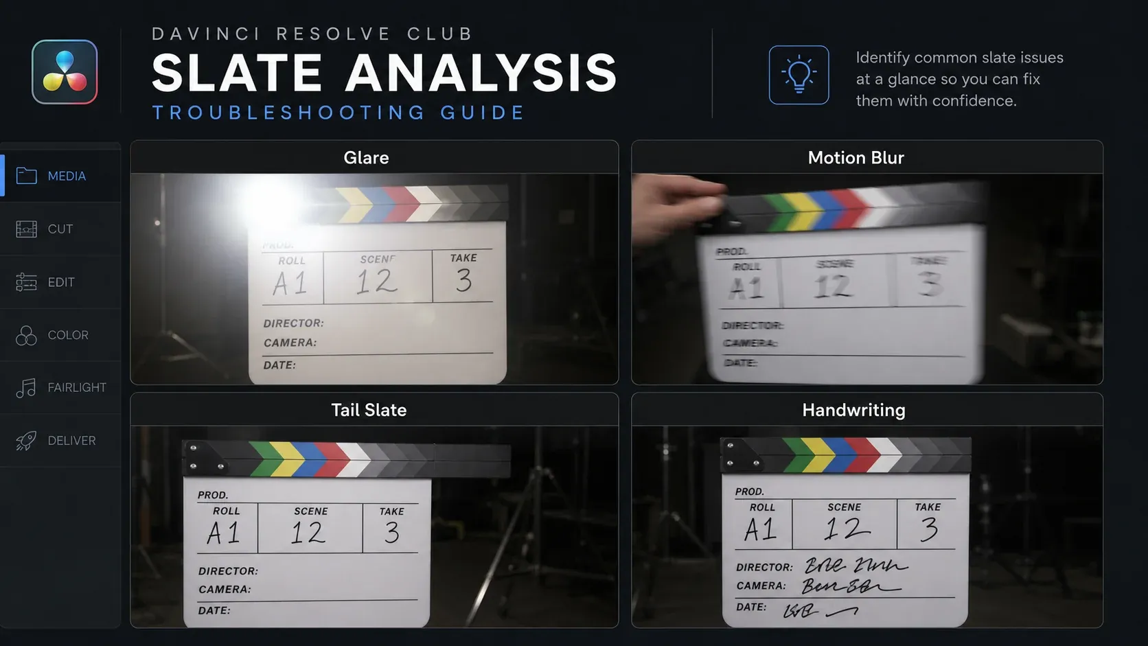 Slate recognition problems caused by glare, motion blur, tail slates, and ambiguous handwriting