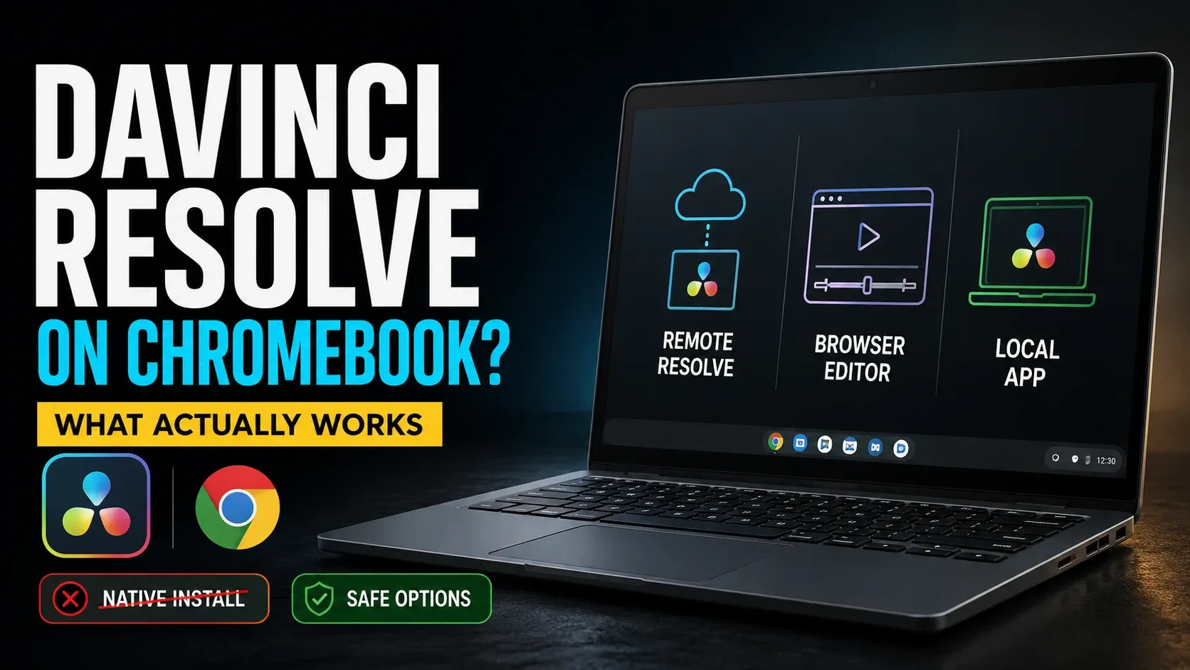 DaVinci Resolve Chromebook compatibility guide with ChromeOS laptop and supported workflow choices