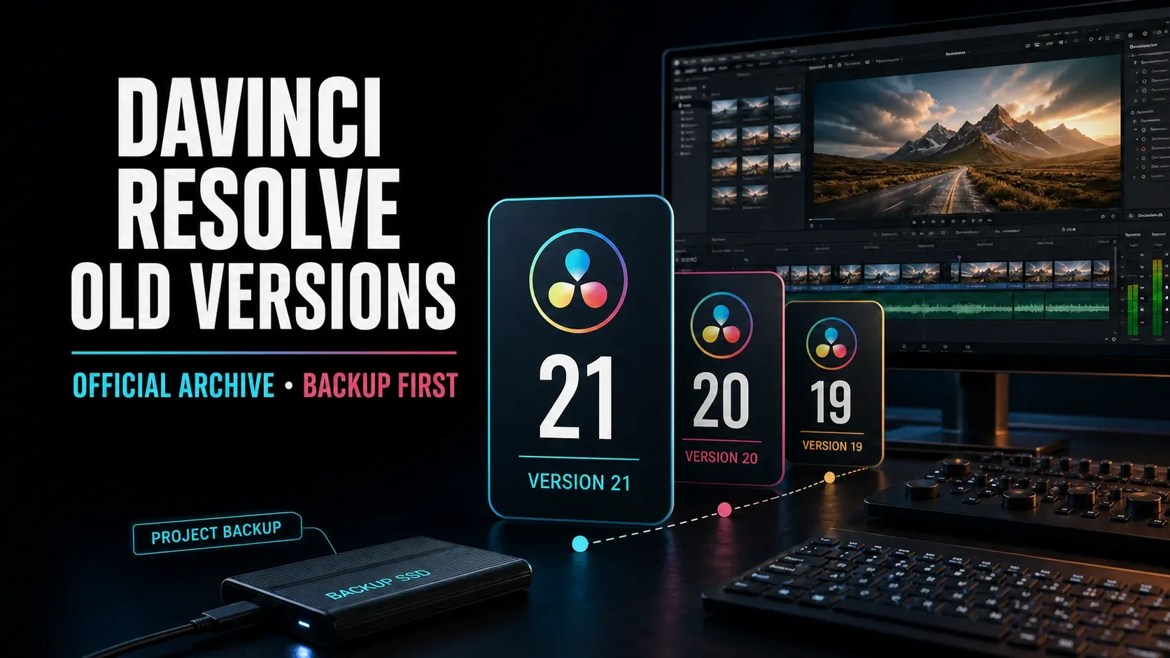 DaVinci Resolve old versions with official archive and project backup workflow