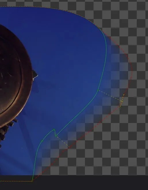 Inner and outer polyline contours controlling local softness around a subject