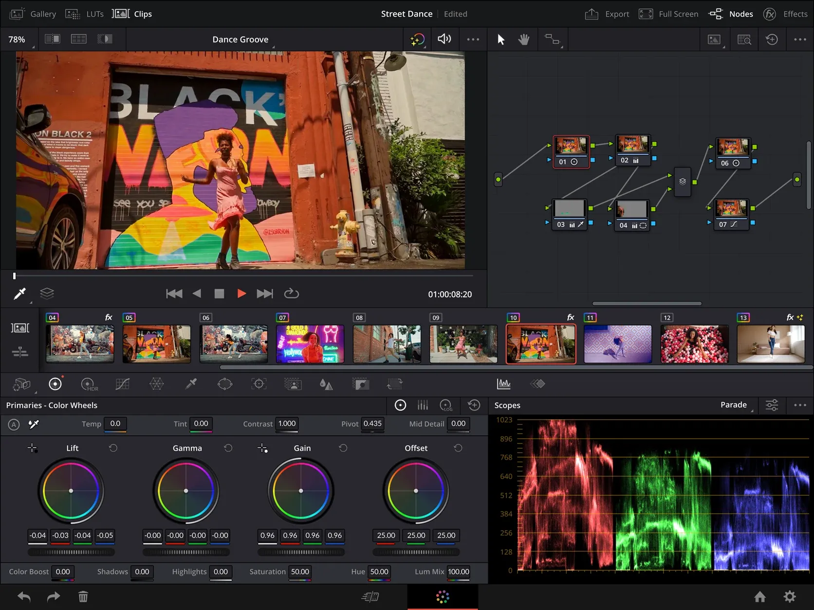 Official DaVinci Resolve for iPad media browser and editing timeline interface