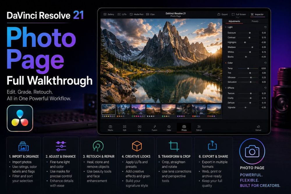 DaVinci Resolve 21 Photo Page: Full Walkthrough