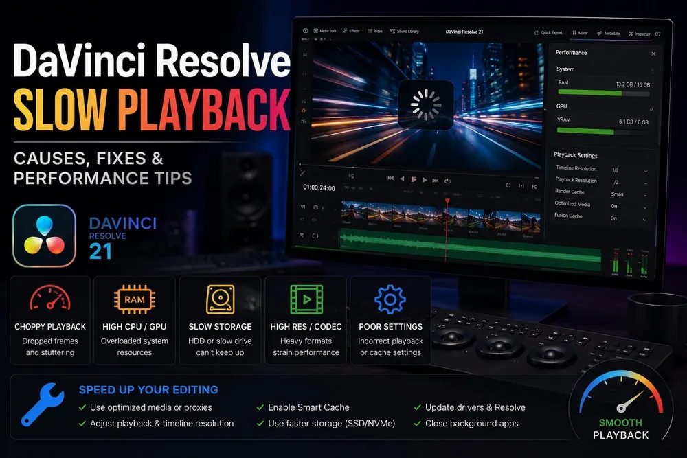 Fixing slow playback in DaVinci Resolve, from proxies to timeline settings