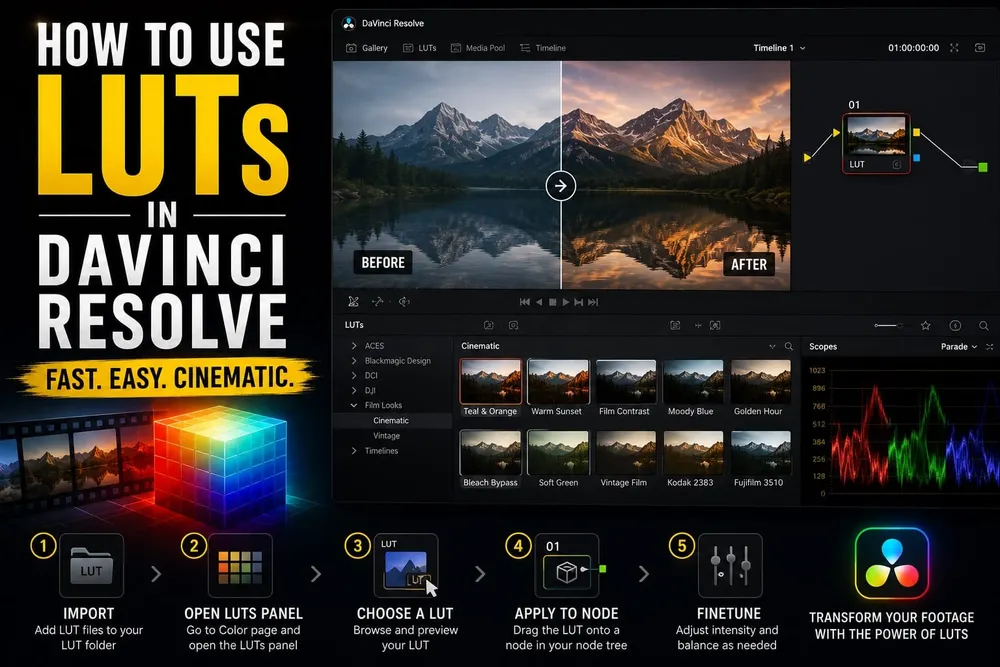 How to install and use LUTs in DaVinci Resolve