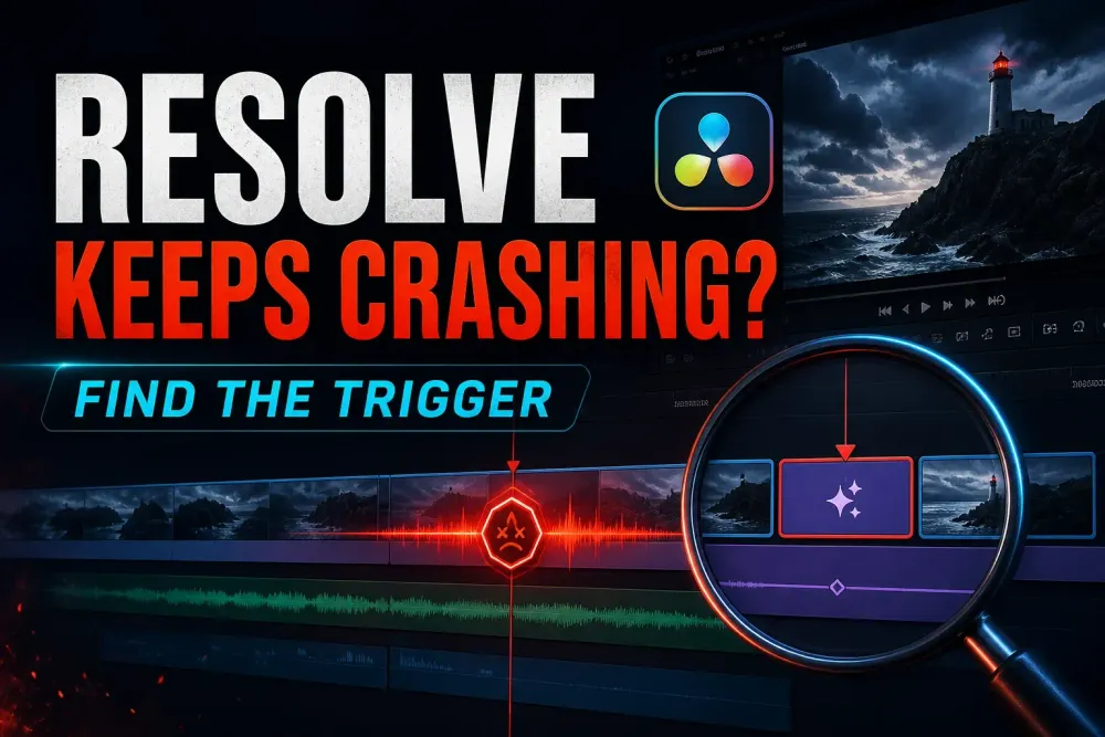 DaVinci Resolve crash diagnosis with a repeatable trigger and recovery path