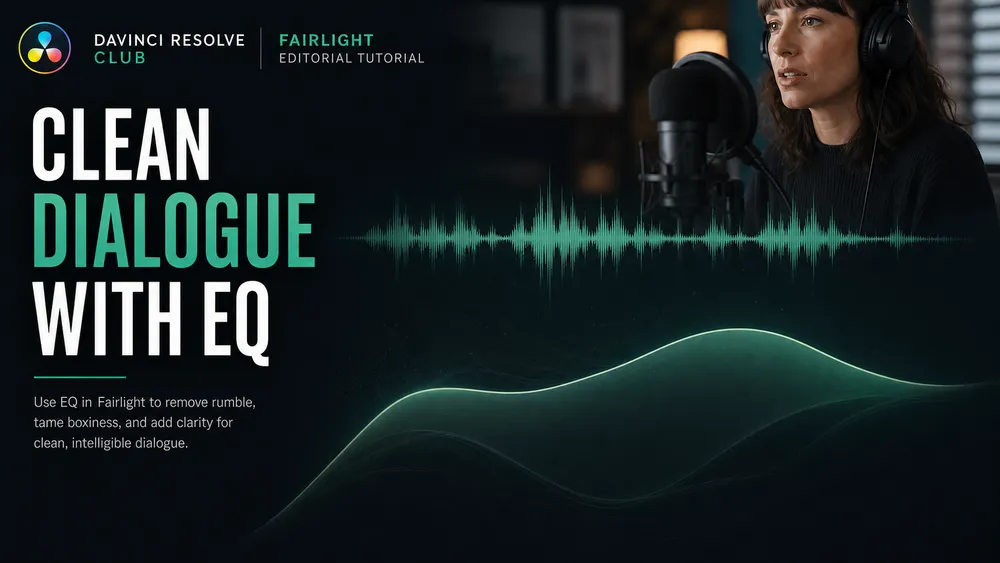 Editorial cover for cleaning dialogue with Fairlight EQ without prescribing fixed frequencies or gain values