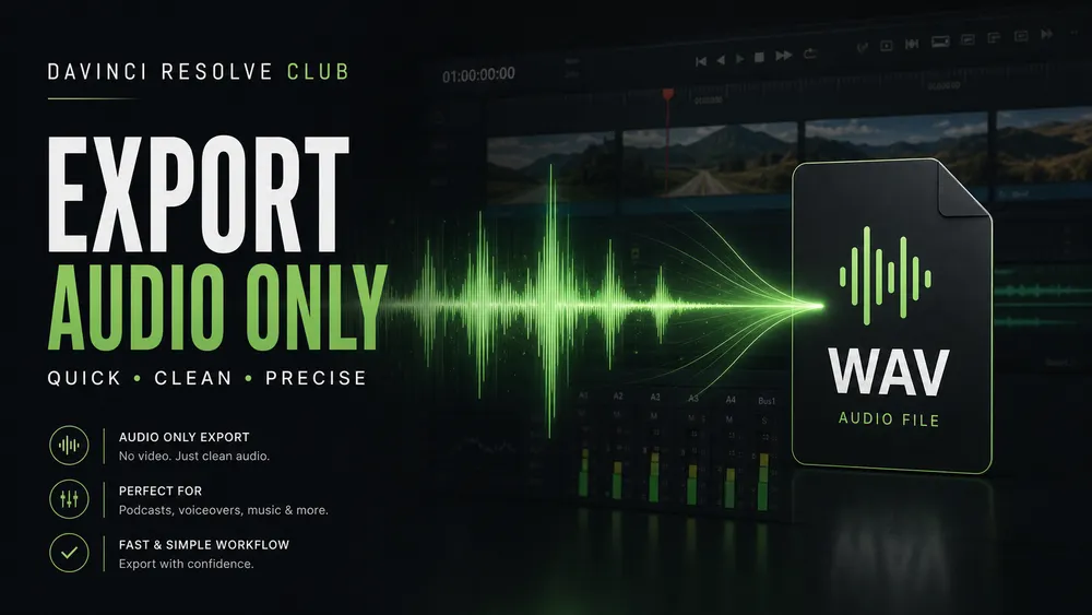 Audio-only export settings on the DaVinci Resolve Deliver page