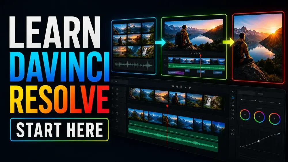 DaVinci Resolve learning path from media import through edit, color, audio and delivery