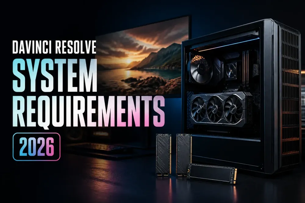 DaVinci Resolve system requirements workstation with graphics card RAM and NVMe storage