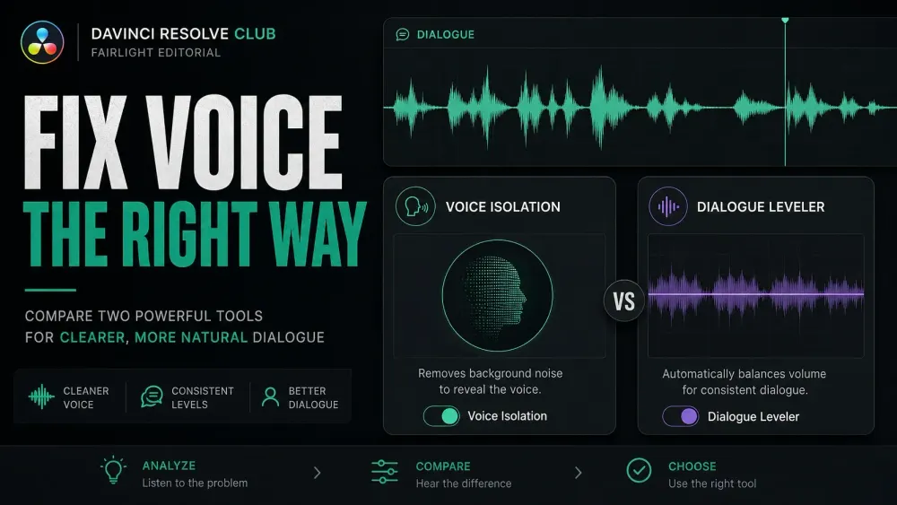 Voice Isolation and Dialogue Leveler compared on dialogue waveforms