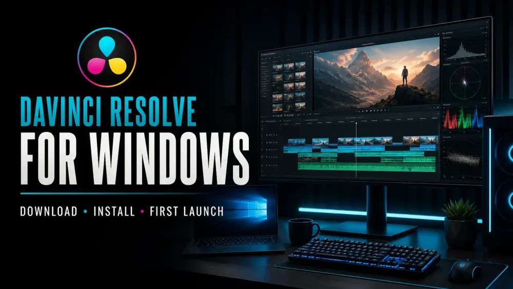 DaVinci Resolve for Windows download and installation guide on a Windows editing workstation