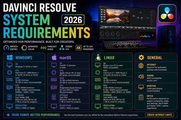 DaVinci Resolve System Requirements (2026)