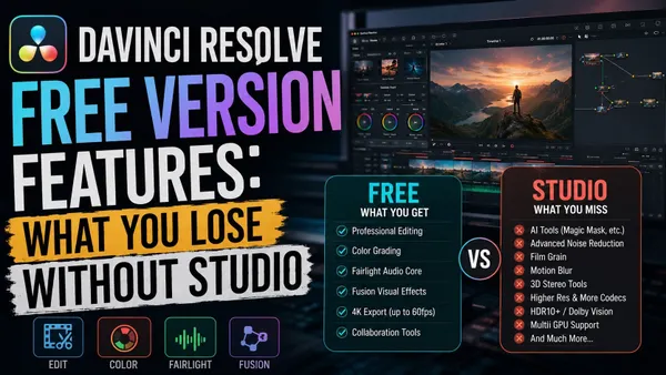 DaVinci Resolve free version features, what is included without Studio