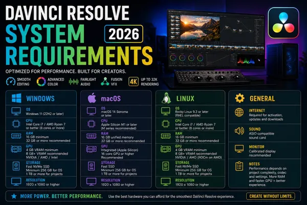 DaVinci Resolve System Requirements (2026)