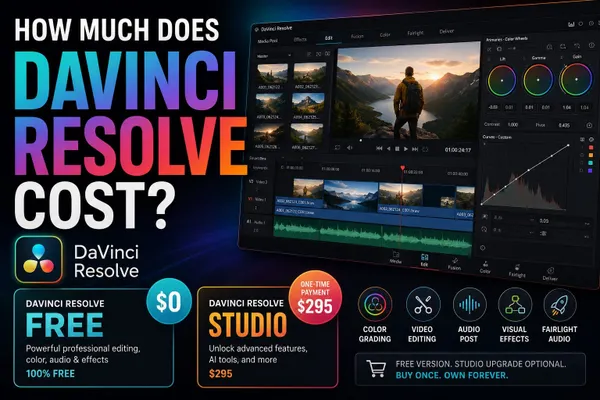 How much DaVinci Resolve costs: free version vs the $295 Studio license