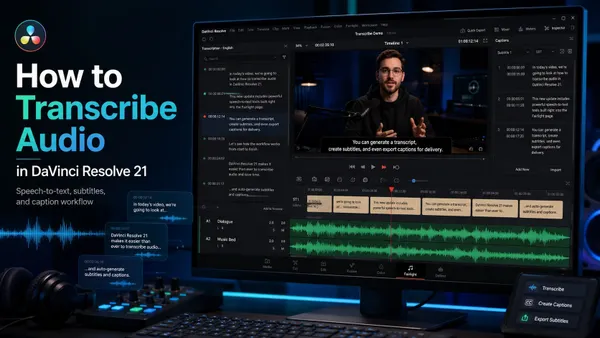 Transcribing audio to text in DaVinci Resolve