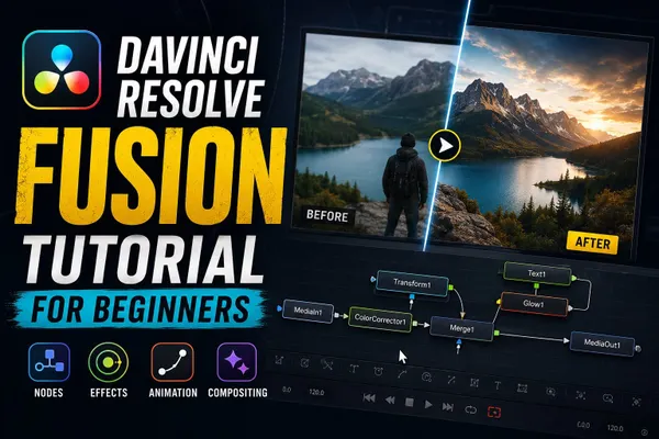 DaVinci Resolve Fusion tutorial for beginners with three practice composites