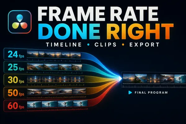 DaVinci Resolve timeline frame rate choices for mixed source footage