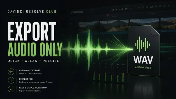 Audio-only export settings on the DaVinci Resolve Deliver page