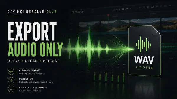 Audio-only export settings on the DaVinci Resolve Deliver page