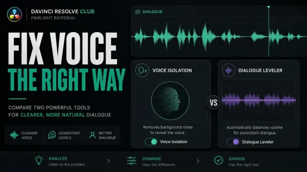 Voice Isolation and Dialogue Leveler compared on dialogue waveforms