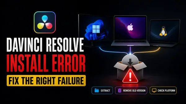 DaVinci Resolve installation error guide with Windows macOS and Linux repair paths