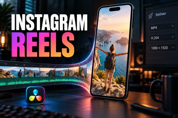 DaVinci Resolve Deliver settings for exporting a vertical 1080 × 1920 Instagram Reel